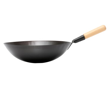 Wok, ø36cm mit rundem Boden mit Holzstiel